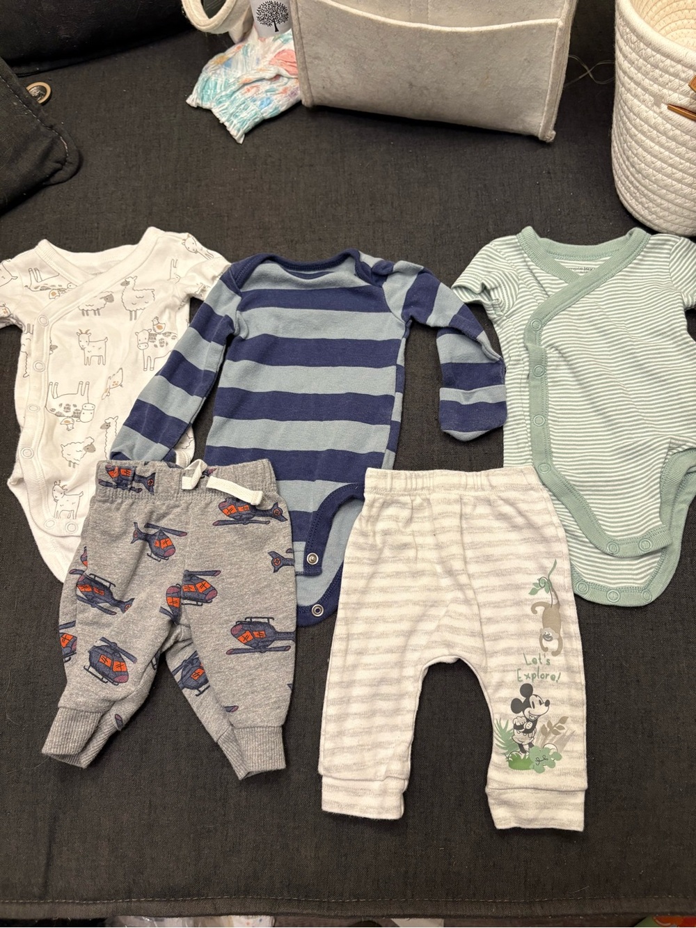 Carter's Navy and Light Blue Striped Long-Sleeve Baby Bodysuit